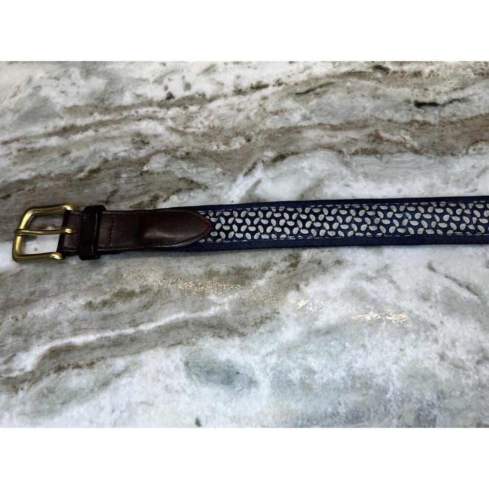 Vineyard Vines Belt SZ 30 Blue Boat Propeller Nautical Canvas Leather Men - Picture 10 of 12